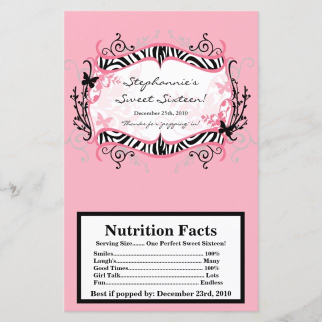 Microgolf Popcorn Wrapper Butterfly Zebra Afdrukke (Voorkant)