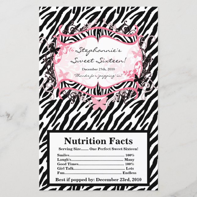 Microgolf Popcorn Wrapper Butterfly Zebra Afdrukke (Voorkant)