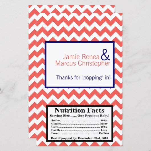 Microgolf Popcorn Wrapper Coral Navy Blue Chevron (Voorkant / Achterkant)