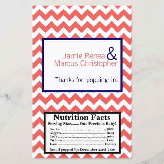 Microgolf Popcorn Wrapper Coral Navy Blue Chevron (Voorkant)