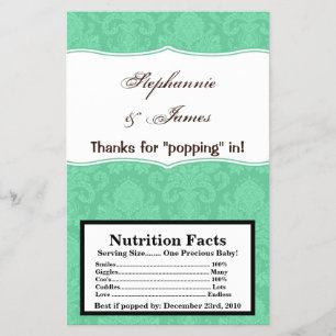 Microgolf Popcorn Wrapper Mint White Damask Lace Flyer