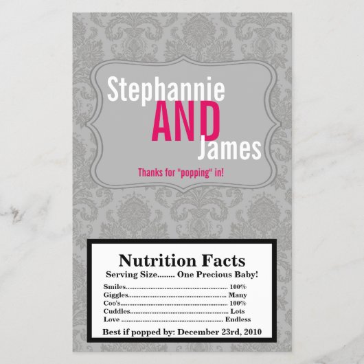 Microgolf Popcorn Wrapper Modern Gray Damask Lace Flyer (Voorkant)