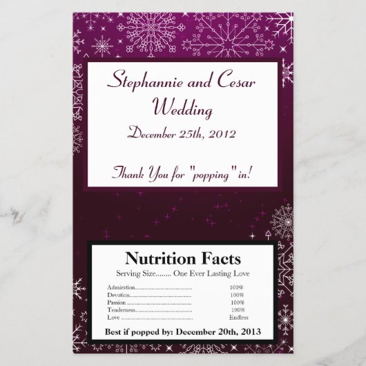 Microgolf Popcorn Wrapper Paarse sterren / Snowfla Flyer (Voorkant)