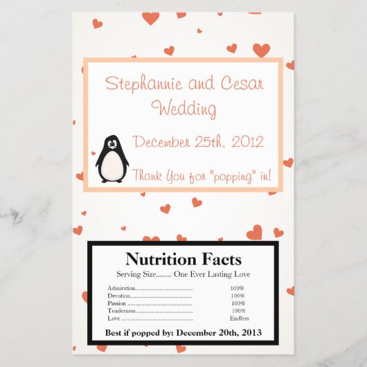Microgolf Popcorn Wrapper Penguin Love/Hearts Peac Flyer (Voorkant)