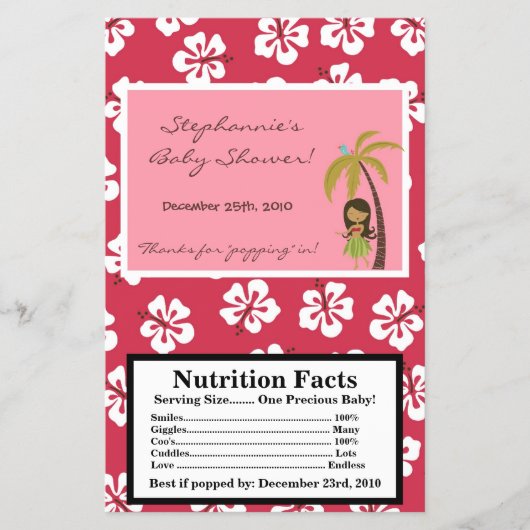 Microgolf Popcorn Wrapper Pink Hawaiian Luau Tropi Flyer (Voorkant)