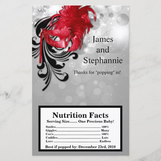 Microgolf Popcorn Wrapper Red op Silver Masquerade (Voorkant)