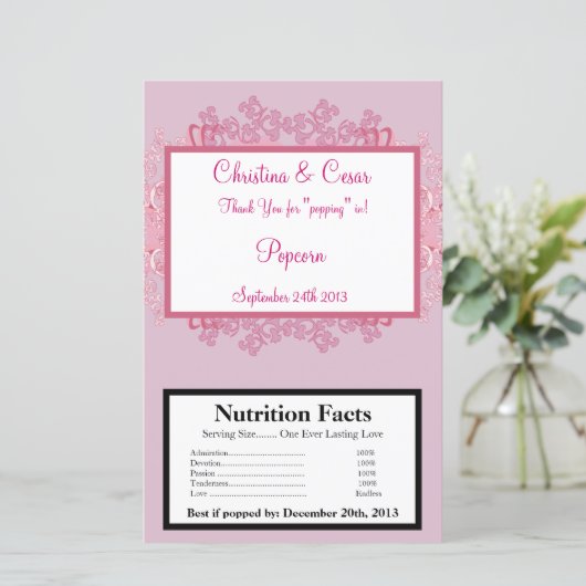 Microgolf Popcorn Wrapper roze/Paarse Chinese scro (Staand voorkant)