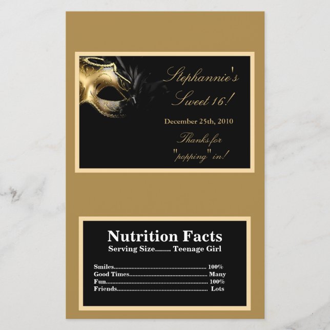 Microgolf Popcorn Wrapper Sweet 16 Gold (Voorkant)