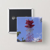 Microgolf relaisradio Telecom Tower Vierkante Button 5,1 Cm (Voorkant /achterkant)
