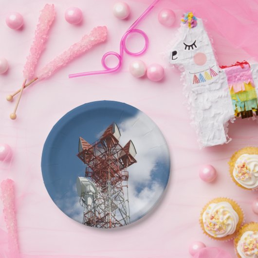 Microgolf Telecommunicatietoren Papieren Bordje (Feest)