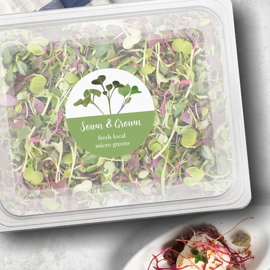 Microgreen Grower Food Label, aanpasbaar Ronde Sticker
