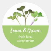 Microgreen Grower Food Label, aanpasbaar Ronde Sticker (Voorkant)