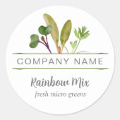 Microgreen Grower Voedseletiketten, Bedrijfsnaam Ronde Sticker (Voorkant)