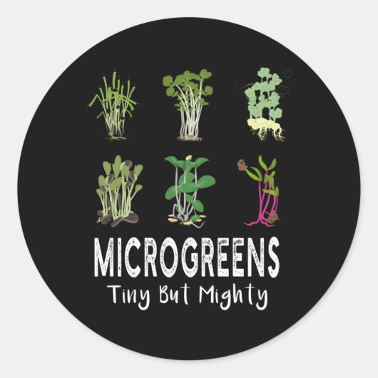 Microgreens spruiten veganistisch klein maar krach ronde sticker (Voorkant)