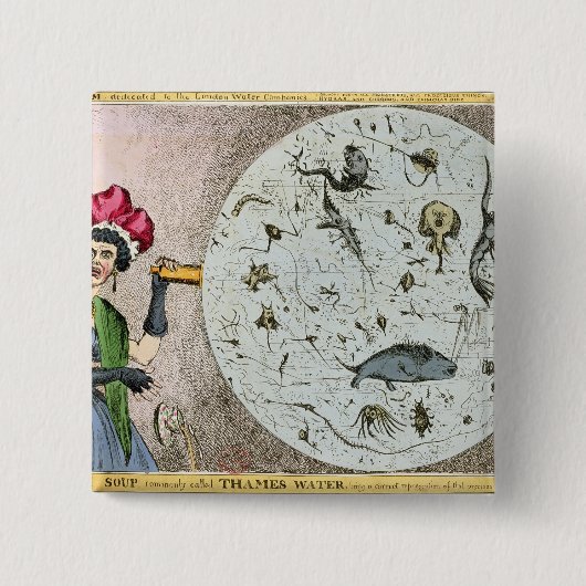 Microkosmos gewijd aan het Londense water Vierkante Button 5,1 Cm (Voorkant)