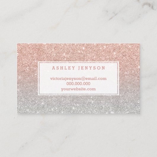 Microkristallijne typografie zilver roos goud visitekaartje (Achterkant)