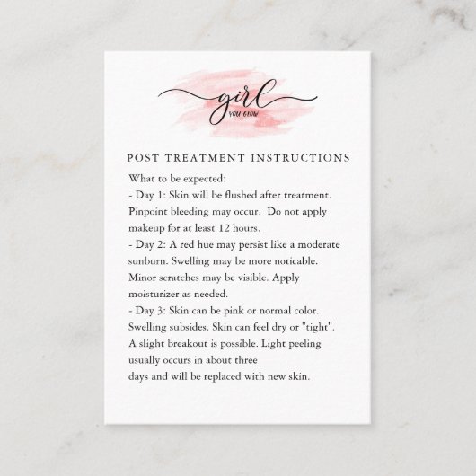 Microneedling Nazorg Instructiekaart Visitekaartje (Voorkant)