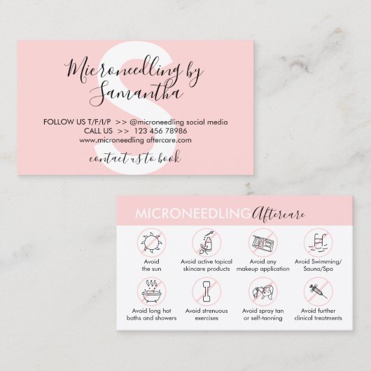 Microneedling Post Instruction Visitekaartje (Voorkant / Achterkant)