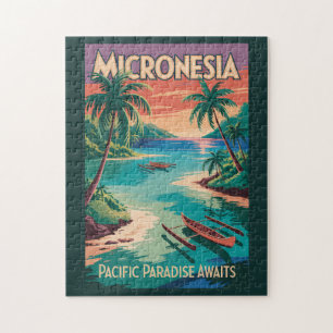 Micronesia Boten Illustratie Reis Kunst Vintage Legpuzzel