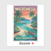 Micronesia boten illustratie reis kunst vintage sticker (Vel)