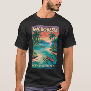 Micronesia boten illustratie reis kunst vintage t-shirt