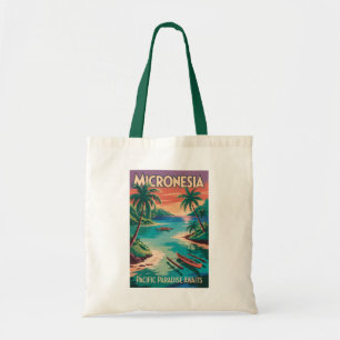 Micronesia boten illustratie reis kunst vintage tote bag