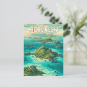 Micronesia Illustratie Reis Kunst Vintage Briefkaart (Staand voorkant)