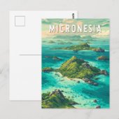 Micronesia Illustratie Reis Kunst Vintage Briefkaart (Voorkant / Achterkant)