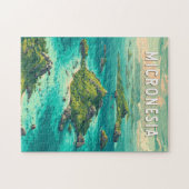 Micronesia Illustratie Reis Kunst Vintage Legpuzzel (Horizontaal)