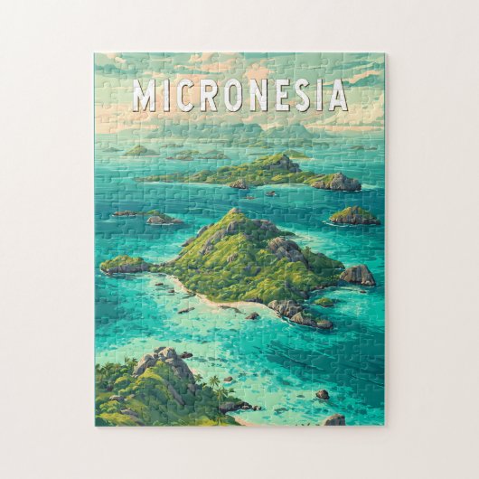 Micronesia Illustratie Reis Kunst Vintage Legpuzzel (Verticaal)