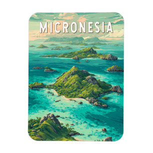 Micronesia Illustratie Reis Kunst Vintage Magneet
