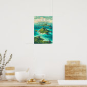 Micronesia Illustratie Reis Kunst Vintage Poster (Keuken)