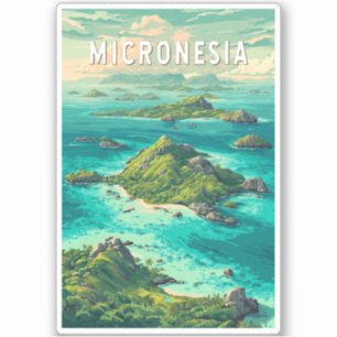 Micronesia Illustratie Reis Kunst Vintage Sticker