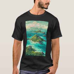 Micronesia Illustratie Reis Kunst Vintage T-shirt