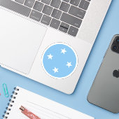Micronesia Vlag Ronde Sticker (Laptop met iPhone)