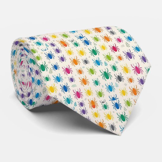 Micropatroon Spiderdas | Regenboog Kleurrijk  Stropdas (Opgerold)
