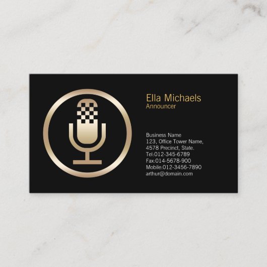 MicrophoneIcon Professionele Omroeper BusinessCard Visitekaartje (Voorkant)