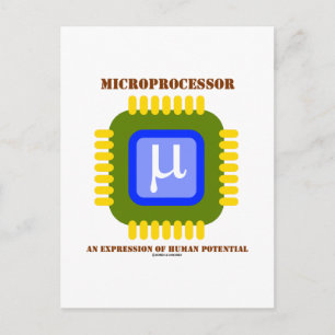 Microprocessor en expressie van het menselijk pote briefkaart