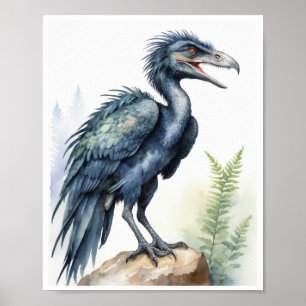 Microraptor dinosaurus Waterverf Poster