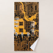 Microschemaillustratieschip, micro,backgro badhanddoek (Badhanddoek)