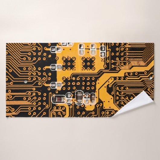 Microschemaillustratieschip, micro,backgro badhanddoek (Badhanddoek)