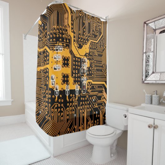 Microschemaillustratieschip, micro,backgro douchegordijn (In situ)