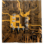 Microschemaillustratieschip, micro,backgro douchegordijn (Voorkant)