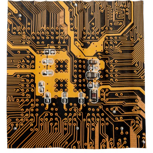 Microschemaillustratieschip, micro,backgro douchegordijn (Voorkant)