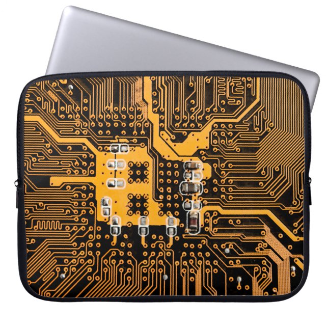 Microschemaillustratieschip, micro,backgro laptop sleeve (Voorkant)