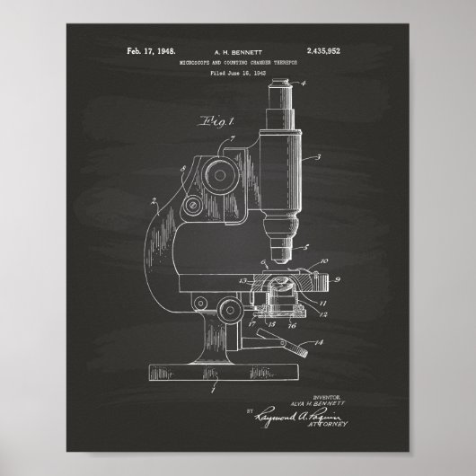 Microscoop 1948 Patent Art Chalkboard Poster (Voorkant)