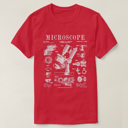 Microscoop bioloog Science  Patent Drawin T-shirt (Design voorkant)