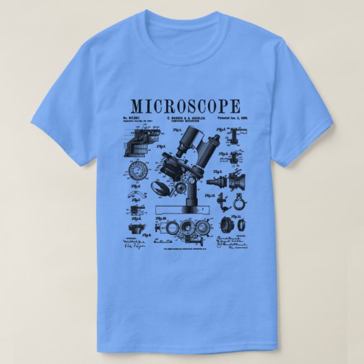 Microscoop bioloog Science  Patent Drawin T-shirt (Design voorkant)