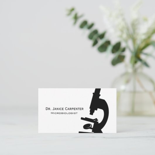 Microscoop Medische zwarte & witte Visitekaartje (Staand voorkant)