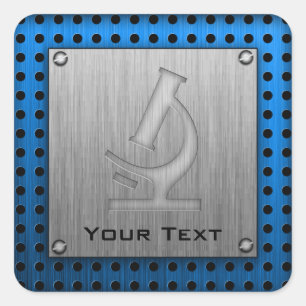 Microscoop; Metaal-blik Vierkante Sticker